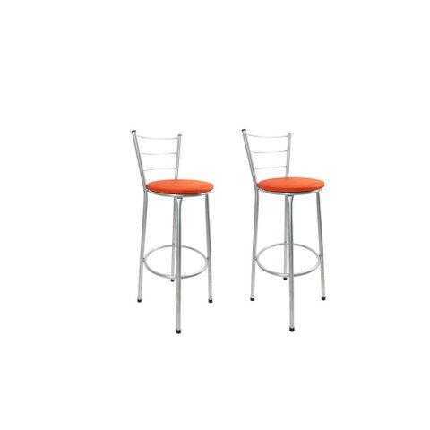 Kit 2 Banqueta Alta Prata Cozinha Gourmet Americana Balcão:laranja