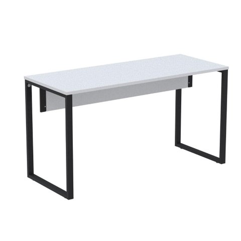 Mesa Escritório P25 Tub Pandin 150 Cm (larg) X 70 Cm (prof) Tampo Mdp Cinza Pé Aço Tubular Azul
