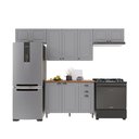 Ver imagem 2 de Cozinha Modulada 4 Peças 1 Balcão com Tampo 3 Aéreos 100% MDF Bari Cinza/Titanio Fosco