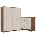 Ver imagem 1 de Guarda-roupa 6 Portas 100% Mdf e Cômoda Sapateira 4 Gavetas Spain Imbuia Fendi