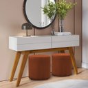 Ver imagem 1 de Kit 2 Puffs Banquetas Redondo Viena Pé de Plastico Veludo:terracota