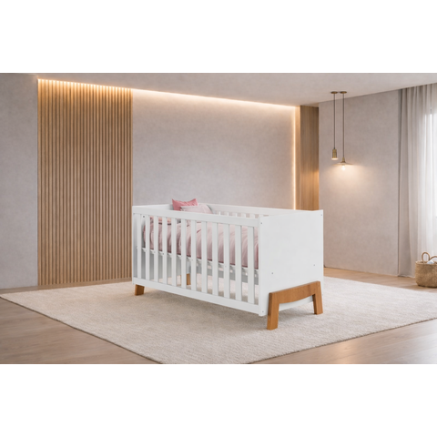 Berço com Colchão que Vira Cama Multiuso Mimo - Mobibaby