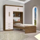 Ver imagem 2 de Guarda-roupa Solteiro 4 Portas com Cama de Solteiro Cancun J&a Móveis Jequitibá com Off-white