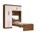 Ver imagem 1 de Guarda-roupa Solteiro 4 Portas com Cama de Solteiro Cancun J&a Móveis Jequitibá com Off-white