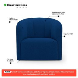 Kit 02 Poltronas Decorativas Abby Bouclê Azul Marinho - Desk Design - 8