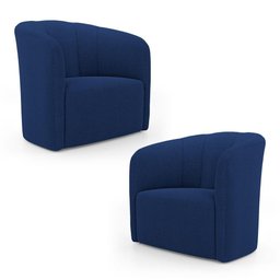 Kit 02 Poltronas Decorativas Abby Bouclê Azul Marinho - Desk Design - 1