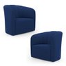 Kit 02 Poltronas Decorativas Abby Bouclê Azul Marinho - Desk Design - 1