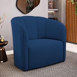 Kit 02 Poltronas Decorativas Abby Bouclê Azul Marinho - Desk Design - 9