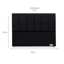 Cabeceira Queen Piave Linho Preto 160X125X12 Ortobom - 2