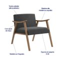 Ver imagem 2 de Poltrona Decorativa Livia tecido Cinza Escuro Madeira Nogueira Nobre Poltronas do Sul
