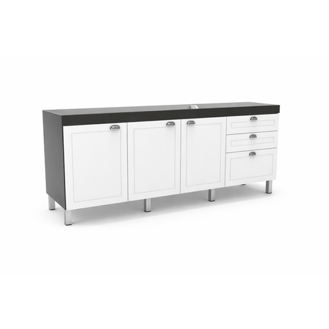Gabinete Cozinha Mdf 1,74m com Amortecedor e Corrediça:grafite/branco
