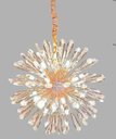 Ver imagem 1 de Lustre Pendente Flor do Sol Dourado Cristal 50CM 9 Lâmpadas