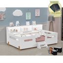 Ver imagem 2 de Cama Juvenil Mary com Escada LED e Nicho com Lousa Mágica - Branco/Mel