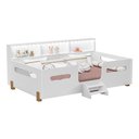 Ver imagem 1 de Cama Juvenil Mary com Escada LED e Nicho com Lousa Mágica - Branco/Mel