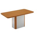 Ver imagem 1 de Conjunto: Mesa de Cozinha Pietá c/ Tampo Madeirado Canto Curvo 180x90cm e 6 Cadeiras Dafne Naturale