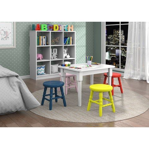 Conjunto Infantil Dalas Mesa com 4 Banquetas - Colorido