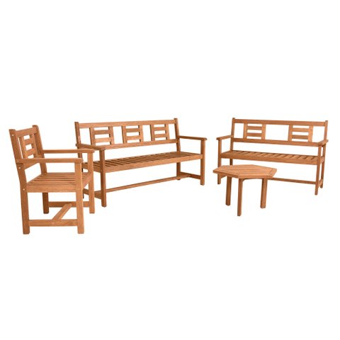 Conjunto Primavera com 3 Bancos Externos em Madeira Nobre Scholl