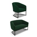 Ver imagem 1 de Sofá Namoradeira e Poltrona Industrial Preto Stella Bouclê Verde D03 - D'Rossi