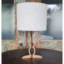 Ver imagem 3 de Abajur Base Madeira Elos Marrom e Cúpula Bege Linho