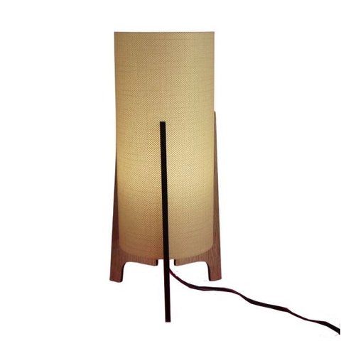 Abajur Tripé Madeira e Cúpula Tecido Textura Dourada Bivolt