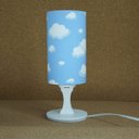 Ver imagem 3 de Abajur Cilíndrico Base Branca e Cúpula Tecido Nuvens Azul e Branca Bivolt