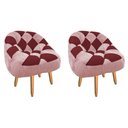 Ver imagem 1 de Kit 02 Poltrona Paloma Escritório Sala Pé Palito Suede Rosa Bebê e Suede Vinho - Dominic Decor