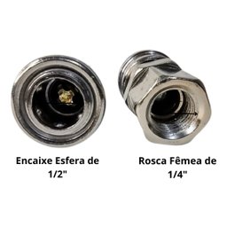 Engate Rápido Esfera Alta Vazão 1/2 Com Rosca Fêmea 1/4 - 3