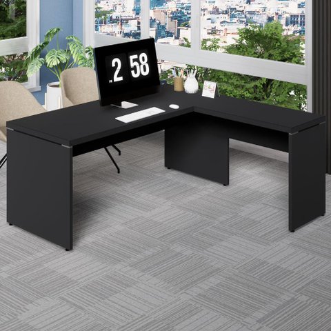 Mesa de Escritório Escrivaninha L 1,70m Pé Painel F5 Office Cor:preto