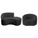 Ver imagem 2 de Kit Divã Recamier Orgânico Marrocos 150cm Lado Direito e 1 Poltronas Amore Linho Preto