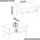 Ver imagem 3 de Mesa de Centro Sala 91 Cm Lucca 3840 Pinho Off White Arly