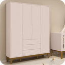 Ver imagem 4 de Quarto de Bebê Berço Evolution + Guarda Roupa 4P + Cômoda Sp Elfe Rosa Fosco