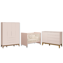 Ver imagem 2 de Quarto de Bebê Berço Evolution + Guarda Roupa 4P + Cômoda Sp Elfe Rosa Fosco