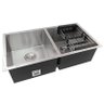 Cuba Dupla Quadrada Inox 304 Cozinha Pia Embutir Sobrepor Gourmet 9040 Premium Lixeira Embutir 5l Ac - 2