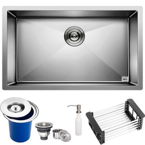 Cuba Quadrada Inox 304 Cozinha Pia Embutir Sobrepor Gourmet 70x40 Premium com Lixeira de Embutir 5l