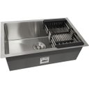 Ver imagem 2 de Cuba Quadrada Inox 304 Cozinha Pia Embutir Sobrepor Gourmet 70x40 Premium com Lixeira de Embutir 5l