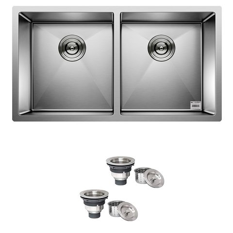 Cuba Dupla Quadrada Inox 304 Cozinha Pia Embutir Sobrepor Gourmet 9040 Premium com Válvula - Ec046