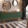Buffet Aparador Sala Estar Veneza 4 Portas Cedro/Verde Oliva - 1