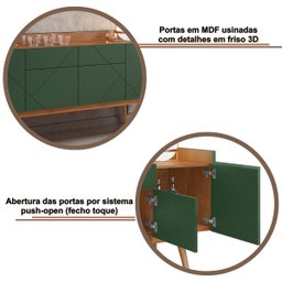 Buffet Aparador Sala Estar Veneza 4 Portas Cedro/Verde Oliva - 6