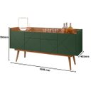 Ver imagem 4 de Buffet Aparador Sala Estar Veneza 4 Portas Cedro/Verde Oliva