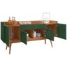 Buffet Aparador Sala Estar Veneza 4 Portas Cedro/Verde Oliva - 3