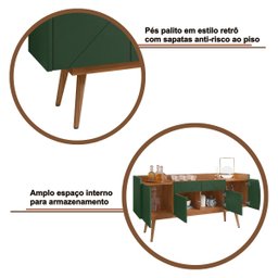 Buffet Aparador Sala Estar Veneza 4 Portas Cedro/Verde Oliva - 7