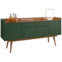 Ver imagem 2 de Buffet Aparador Sala Estar Veneza 4 Portas Cedro/Verde Oliva