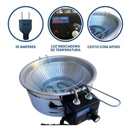 Fritadeira Industrial Elétrica Tacho 5 Litros Redondo Inox Cor Prateado 220v - 2
