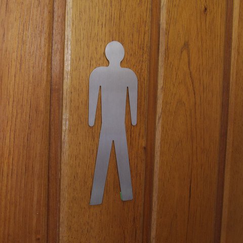 Placa Adesiva para Porta Banheiro WC Inox Escovado Masculino