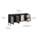 Ver imagem 5 de Balcão Buffet 3 Portas 2 Gavetas Palhinha Pé Madeira 27935 Oslo Artesano - Nero/preto