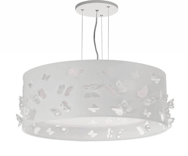 LUSTRE INFANTIL PENDENTE BORBOLETAS DUPLO -BRANCO 40X16 - 1