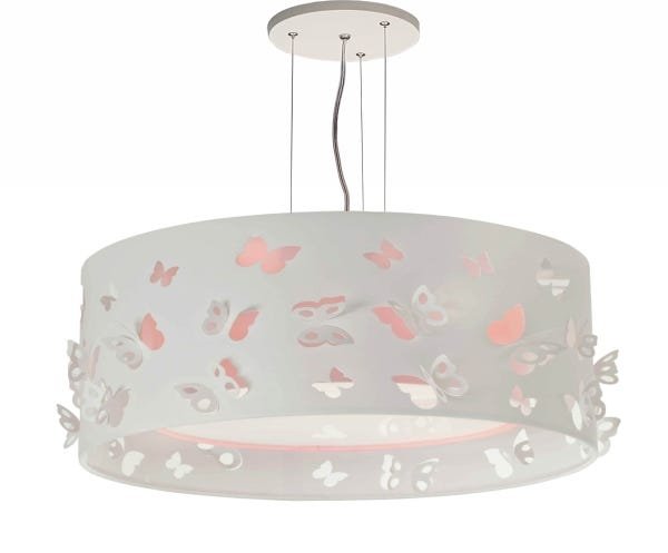 LUSTRE INFANTIL PENDENTE BORBOLETAS DUPLO -ROSA 40X16 - 1