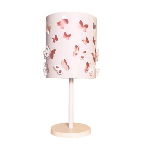 Abajur Infantil Borboletas Duplo -Base Branca 20x41 - Rosa