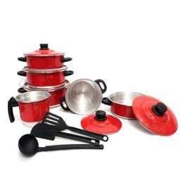 Jogo de Panela Caçarola 5 pçs fervedor nº 12 de Brinde Vermelho - 1