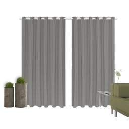 Cortina Corta Luz 4,00m X 1,80m 100% Blackout PVC Cinza Para Sala Ou Quarto Para Varão Simples - 2